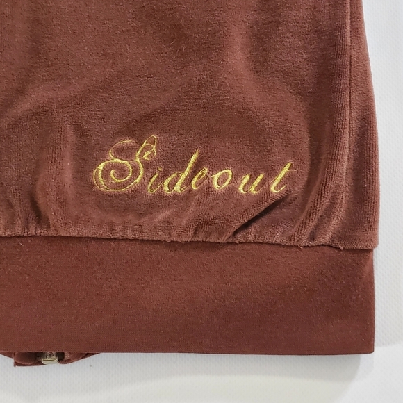 2413 * Sideout Embroidered Rose Velour Zip Jacket Brown Size M (10/12) Y2K - Picture 10 of 14